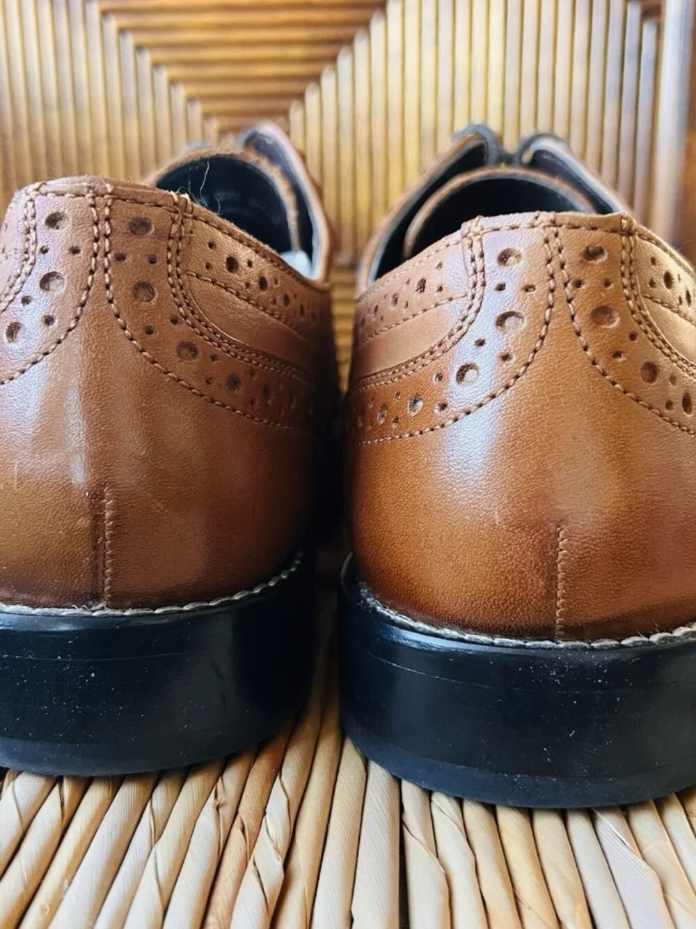 Nunn Bush Sz 8.5 Oxford Nelson 84525 221 Wingtip London Tan Cognac Leather